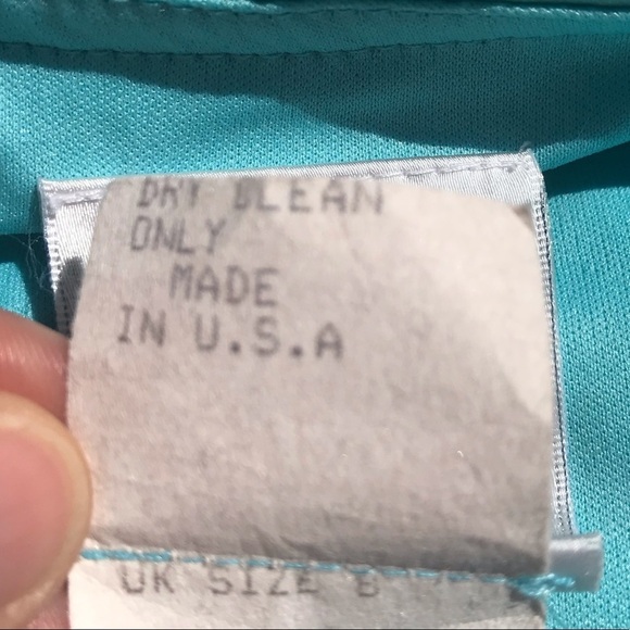 Y2K Tadashi Shoji Bandage Dress Crystal Blue Cocktail silk Slip Size 6 Vintage - Picture 9 of 9